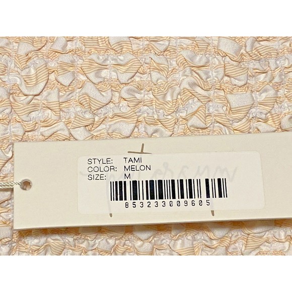 Petersyn Smocked Tank Top Ruffle Strap Sleeveless Melon Size M - Picture 2 of 4